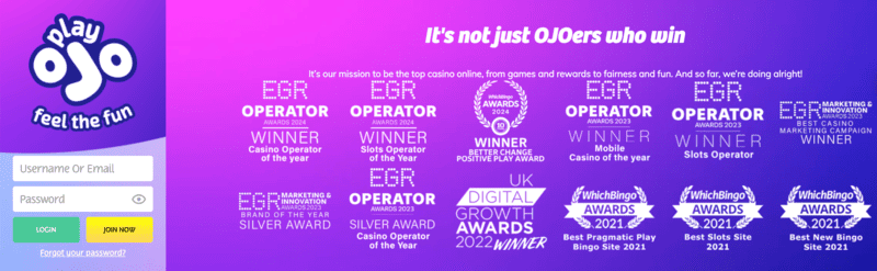 Play OJO: Ausgezeichnetes Online Casino mit vielen Auszeichnungen